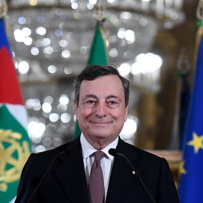 12 February 2021, Italy, Rome: Italian Prime Minister-designate Mario Draghi addresses the media to announce his list of Ministers after a meeting with Italian President Mattarella. Photo: Alessandro Di Meo/LaPresse via ZUMA Press/dpa
Alessandro Di Meo/LaPresse via Z / DPA
12/02/2021 ONLY FOR USE IN SPAIN