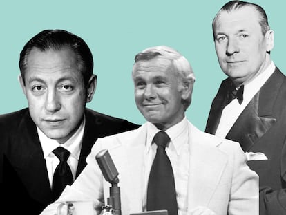 William S. Paley, Johnny Carson y Winston Frederick Churchill Guest.