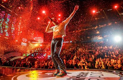 Chris Martin durante una actuación con su grupo Coldplay en Las Vegas.