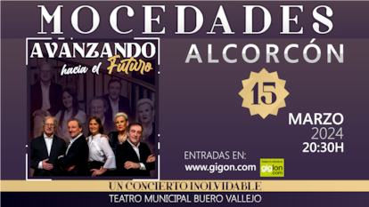 Cartel promocional del concierto de Mocedades, que tendrá lugar el 15 de marzo en Alcorcón.