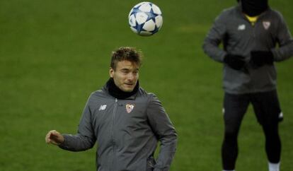 Immobile, en un entrenamiento del Sevilla. 