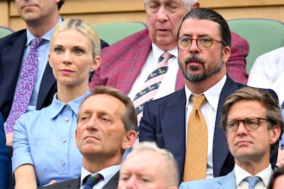 Jordyn Blum y Dave Grohl en el torneo de Wimbledon el 2 de julio de 2024.