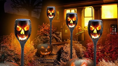 Pack de farolillos con luces LED e impermeables, diseño terrorífico, para decorar el exterior en Halloween