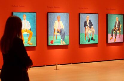 Retratos de David Hockney en el Guggenheim de Bilbao.