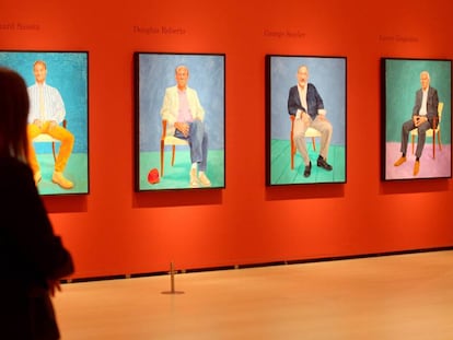 Retratos de David Hockney en el Guggenheim de Bilbao.