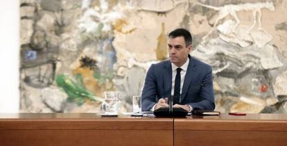 El presidente del Gobierno, Pedro Sánchez, presidiendo este lunes la reunión del Comité Técnico de Gestión de la pandemia.