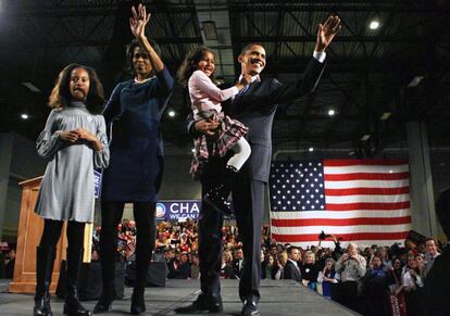 Barack Obama, después de haber ganado las elecciones del partido Demócrata en Iowa, en enero de 2008.