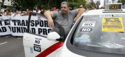 A taxi strike in Madrid in July 2014.