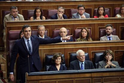 Pedro Sánchez, en la sesión de control al Gobierno en el Congreso. 