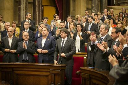 Pleno sobre la aplicación del 155 y la declaración de independencia en el Parlament.