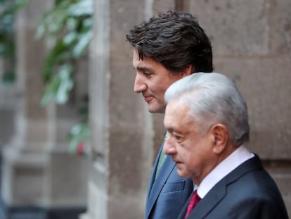 El primer ministro de Canadá, Justin Trudeau, con López Obrador en Ciudad de México, en enero de 2023.