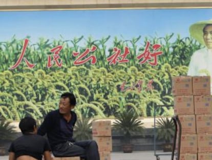 Trabajadores de una f&aacute;brica de noodles (pasta) en Nanjie.