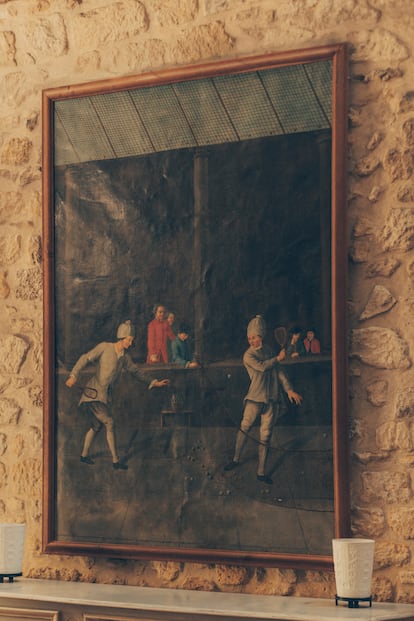 Pintura del siglo XVIII que representa a jugadores del llamado juego de palma, precursor del tenis actual y de los deportes de raqueta.
