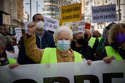 Manifestación por la subida de las pensiones en Madrid, el pasado febrero.