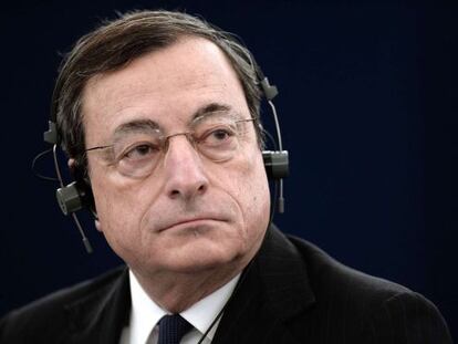 El presidente del BCE, Mario Draghi, en la Euroc&aacute;mara.