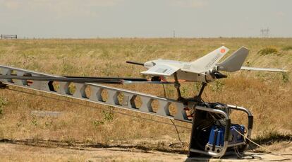 El nuevo dron de Thales en la plataforma de lanzamiento.