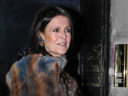 Cristina Macaya llegando al cumpleaños de Giancarlo Giammetti, en febrero de 2015 en Madrid.