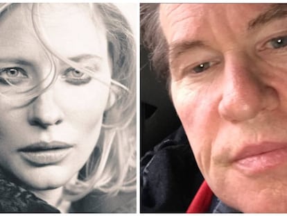 Cate Blanchette y Val Kilmer coincidieron en 2003 durante el rodaje de la película 'Desapariciones', desde entonces el actor hace alarde de la fascinación que siente por ella. A la derecha, la autofoto con la que Kilmer ha acompañado uno de sus 'tuits' alabando a Blanchette.