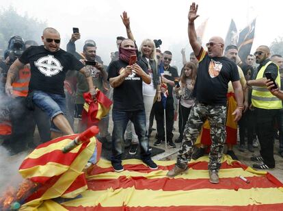 Manifestación de la ultraderecha en Montjuïc. 