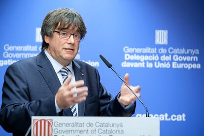 Carles Puigdemont, el pasado septiembre, durante un acto en Bruselas (Bélgica).