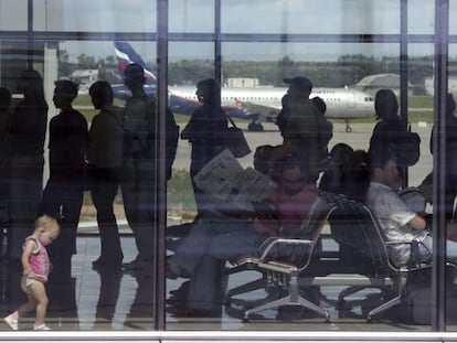 La zona de tránsito del aeropuerto de Sheremétievo, en Moscú.