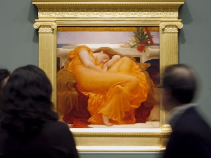 El cuadro 'Sol ardiente de junio', de Frederic Leighton, que forma parte de la exposición 'La bella durmiente', de pintura inglesa del siglo XIX en el Museo del Prado, que reúne obras del Museo de Arte de Ponce de Puerto Rico.