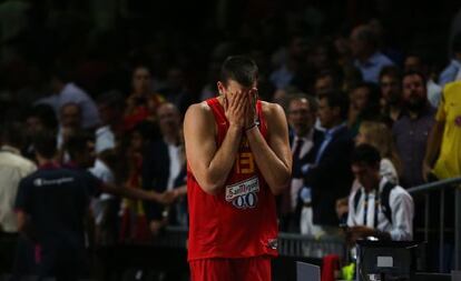 Marc Gasol se lamenta durante el partido.