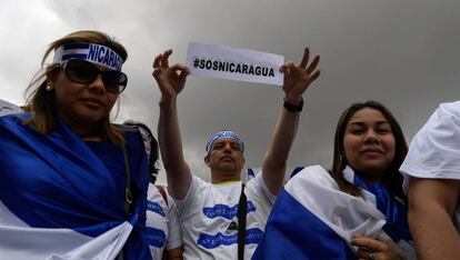 Protestas en Madrid por la situación política de Nicaragua. 