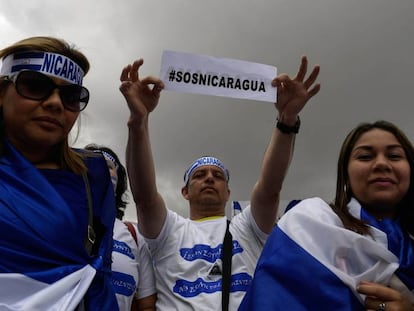 Protestas en Madrid por la situación política de Nicaragua. 