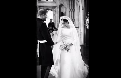 Enrique de Inglaterra y Meghan Markle, en un momento de la ceremonia.