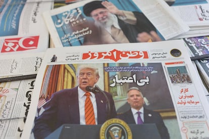 Donald Trump y Steve Witkoff en la portada de un periódico de Teherán, el pasado 11 de mayo.