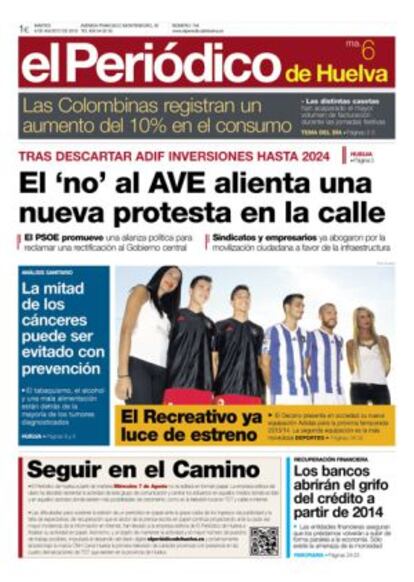 Portada del último ejemplar impreso de 'El Periódico de Huelva'
