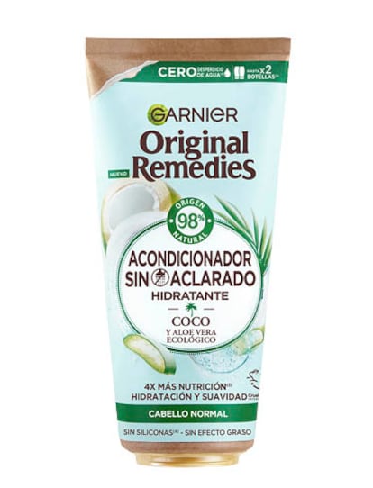 Además de usar un envase de cartón sostenible, el acondicionador sin aclarado la capacidad de Original Remedies duplica por dos el formato de la botella convencional.