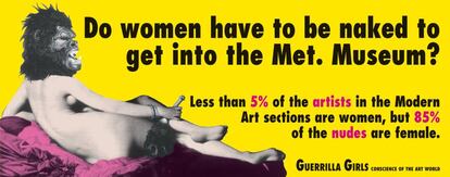 Obra de Guerrilla Girls, realizada en 1989, que se expone en el IVAM.