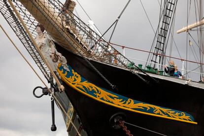 El Pommern, un barco-museo en el puerto de Mariehamn.