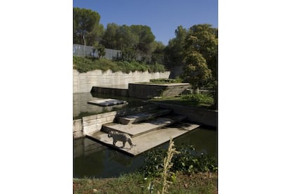 Autor: Javier Carvajal Ferrer. Casa de Campo, Madrid. El proyecto original del Zoo de Madrid, del arquitecto Francisco Javier Carvajal, integraba una construcción artificial de hormigón encofrado, elevado a la categoría de material noble, con la vegetación creando sombras y zonas de diferentes temperaturas. En los últimos años ha incorporado espacios que imitan los naturales, desdibujando la personalidad original del zoo, que quizás no era la más adecuada para los animales.