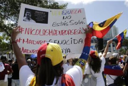 Protesta antichavista el sábado en Miami.