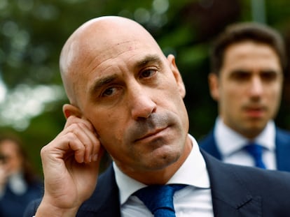 Luis Rubiales, poco antes de declarar el pasado lunes ante la jueza de Majadahonda que instruye la causa por las supuestas irregularidades en la RFEF.