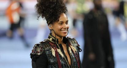 Alicia Keys durante su concierto en la final de la Champions.