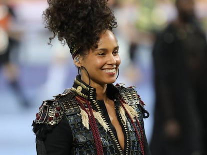 Alicia Keys durante su concierto en la final de la Champions.