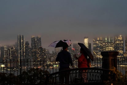 Vista de Nueva York el viernes, durante las lluvias torrenciales.