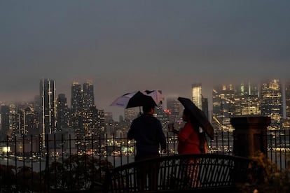 Vista de Nueva York el viernes, durante las lluvias torrenciales.