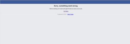 Pantallazo del error que daba Facebook