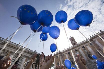 Ceremonia por el Día de Europa en Roma, el 9 de mayo.