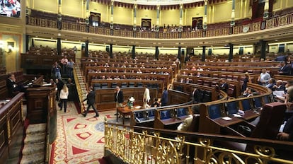 El hemiciclo del Congreso de los Diputados durante una votación sobre RTVE.
 
 