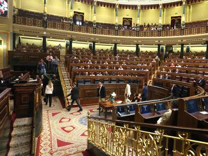El hemiciclo del Congreso de los Diputados durante una votación sobre RTVE.
 
 