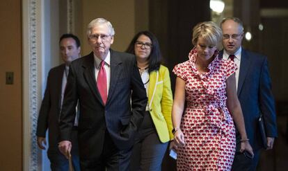 El líder de los republicanos en el Senado, Mitch McConnell, antes de la votación.