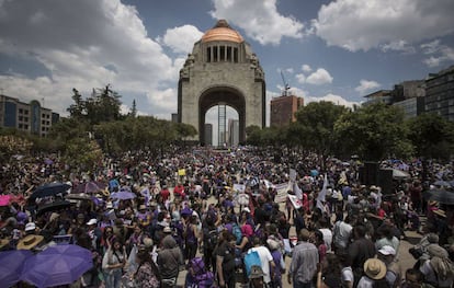 La marcha antes de partir hacia el Ángel de la Independencia.