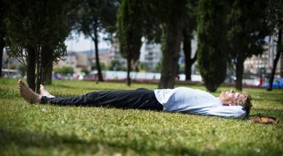 Christian Felber especialista en el barrio de Sants hace unas semanas.