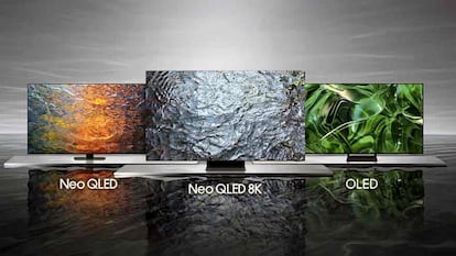 Varios televisores con paneles diferentes de Samsung